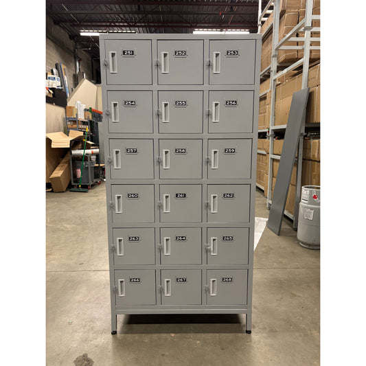 6 Tier 3 Column Set of Grey Used Lockers