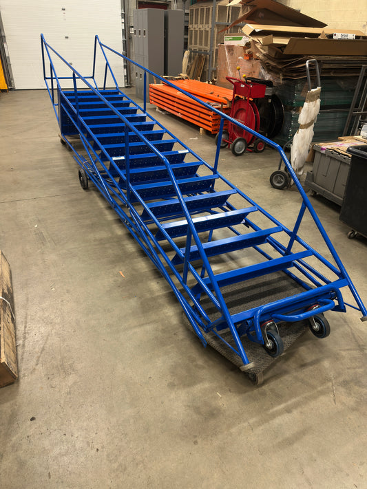 Used 16 Step Rolling Warehouse Ladder