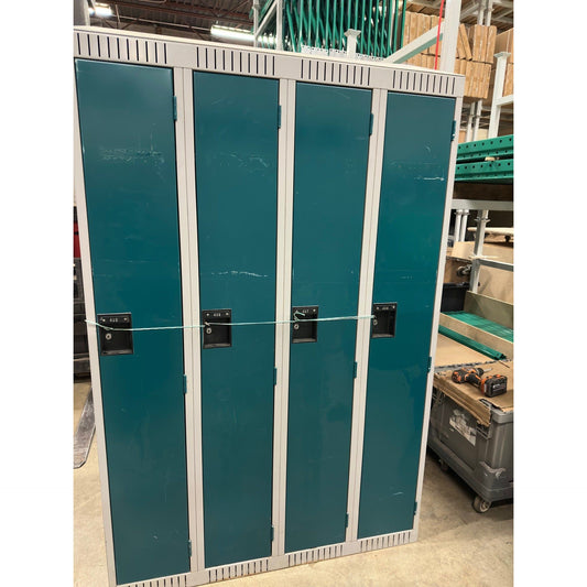 Full Door 4 Column Set of Green Used Lockers