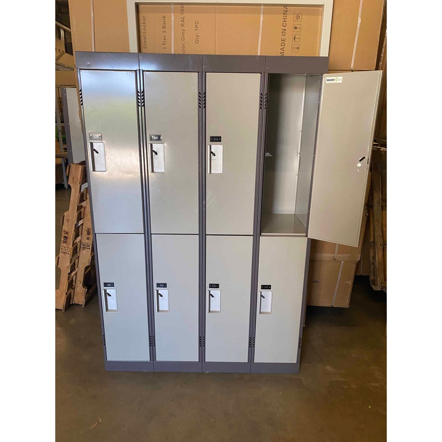 2 Tier 4 Column Set of Grey Used Lockers