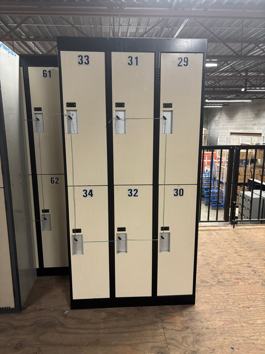 2 Tier 3 Column Set of Light Beige Used Lockers