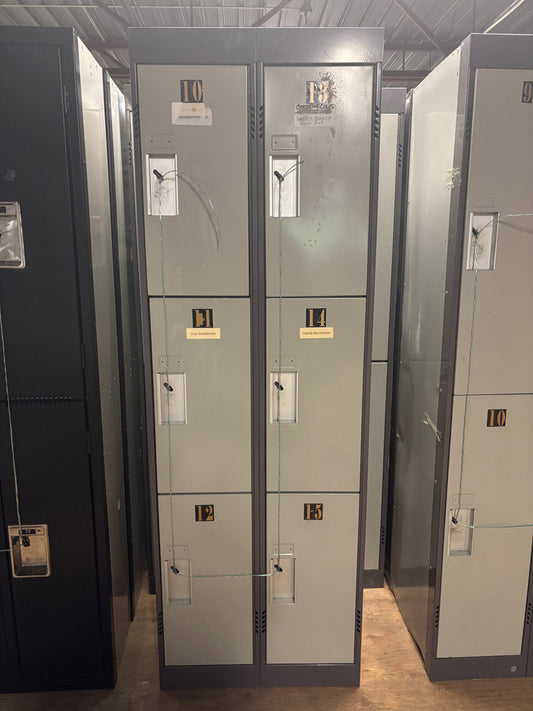 3 Tier 2 Column Set of Grey Used Lockers