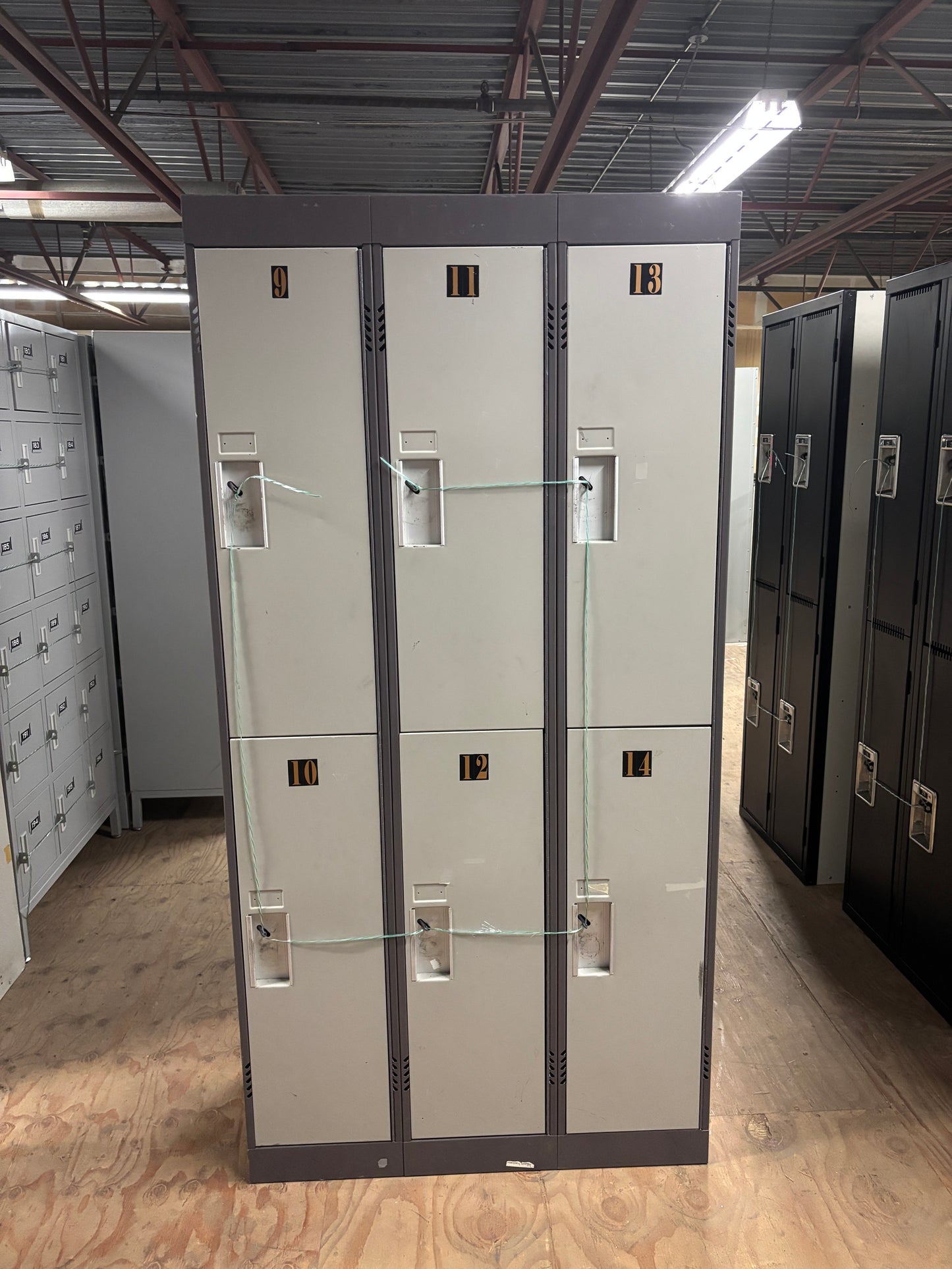 2 Tier 3 Column Set of Grey Used Lockers