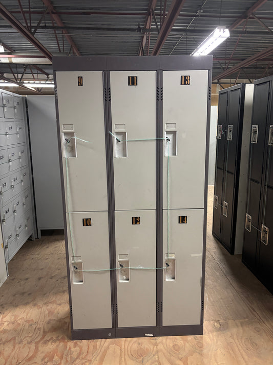 2 Tier 3 Column Set of Grey Used Lockers