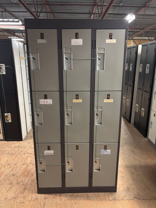3 Tier 3 Column Set of Grey Used Lockers