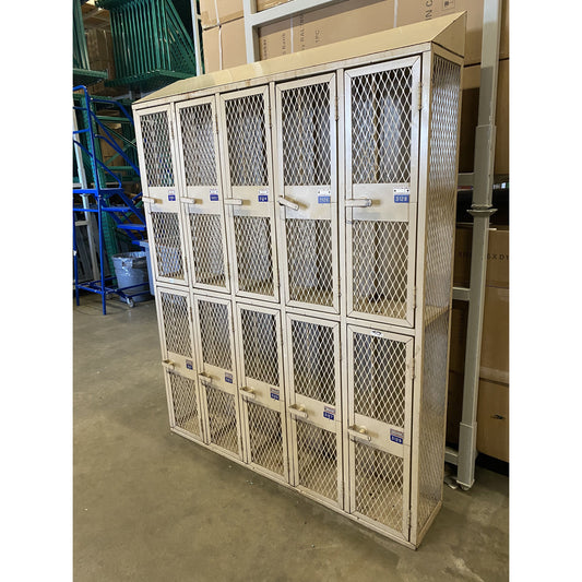 2 Tier 5 Column Set of Caged Used Lockers