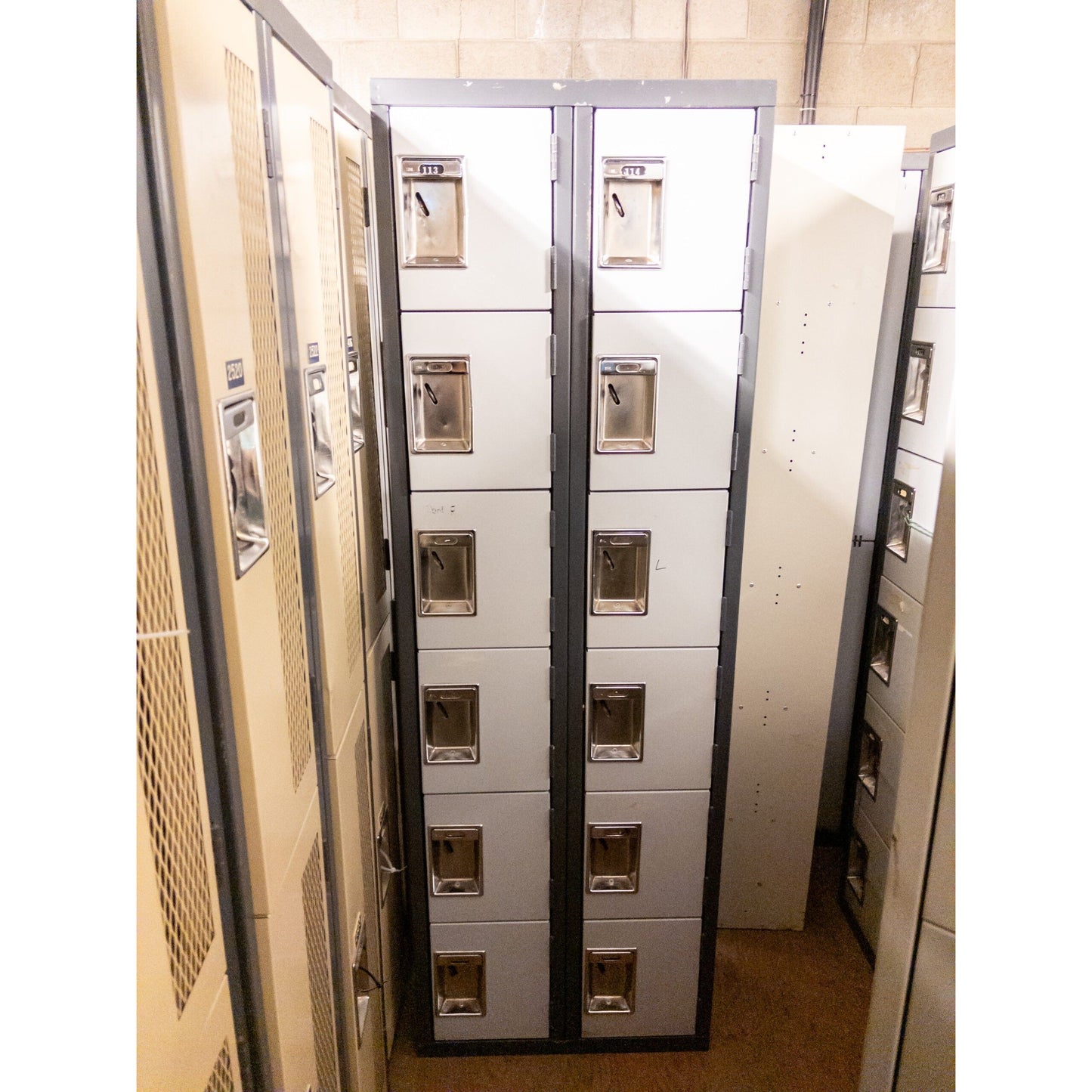 6 Tier 2 Column Set of Grey Used Lockers