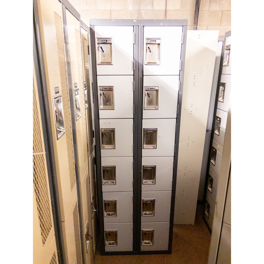 6 Tier 2 Column Set of Grey Used Lockers