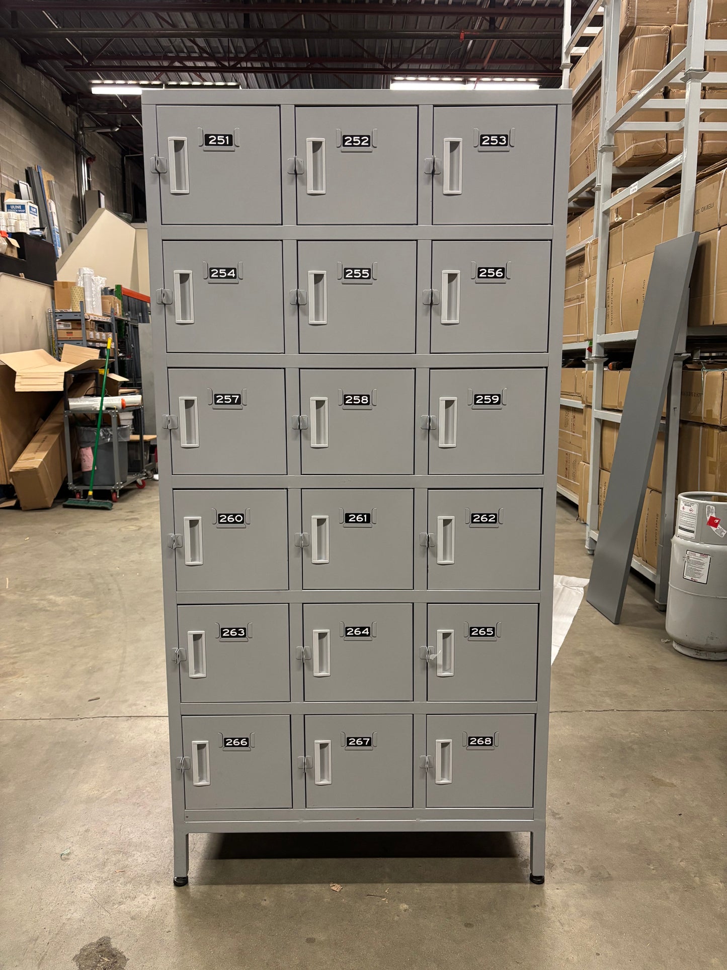 6 Tier 3 Column Set of Grey Used Lockers