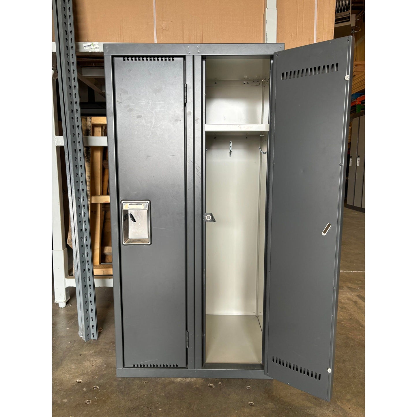 Full Door 2 Column set of Short Grey Used Lockers