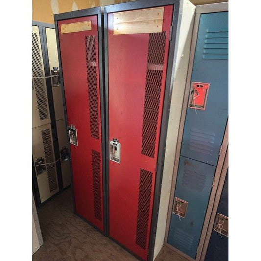 Full Door Single Red Used Lockers