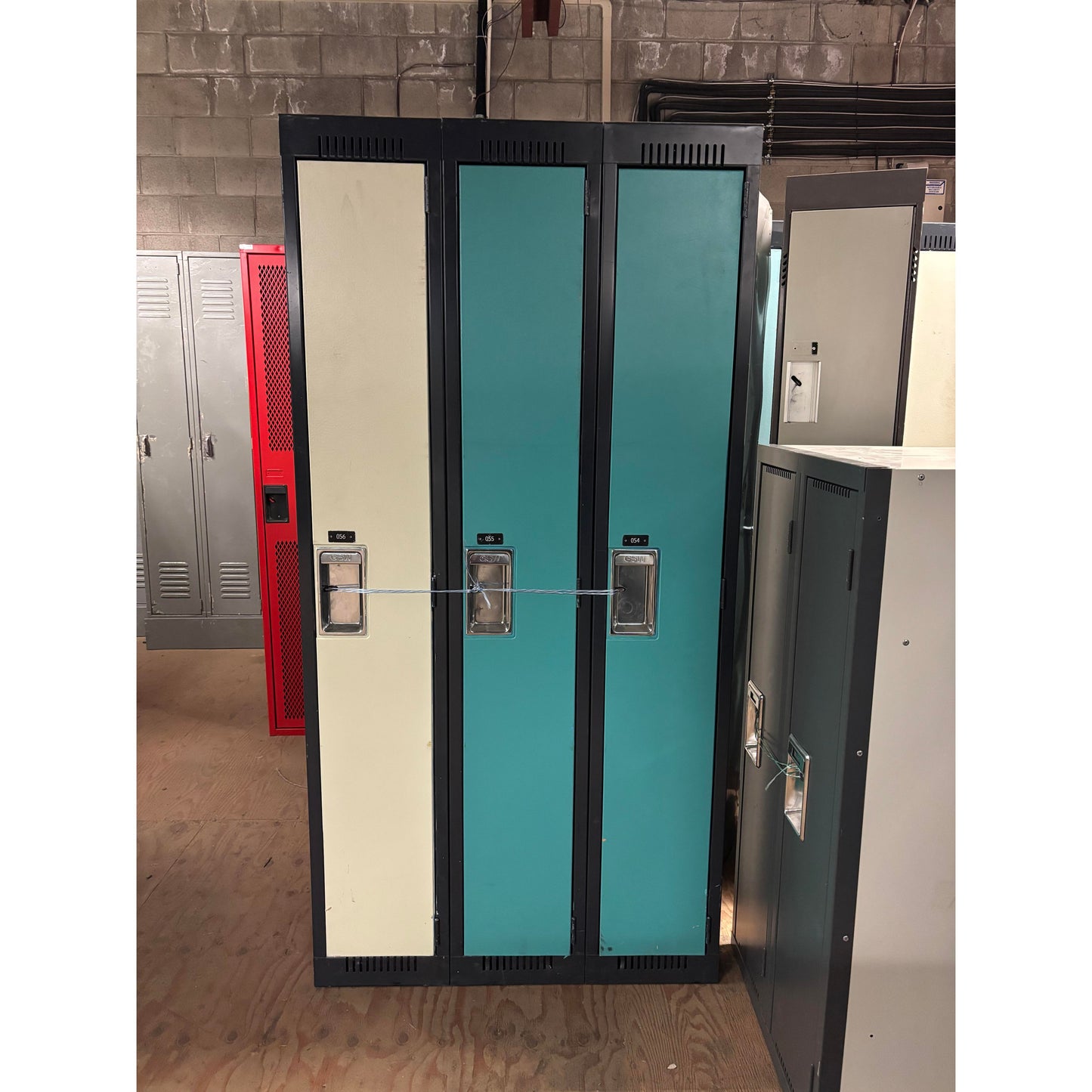 Full Door 3 Column Set of Multicoloured Used Lockers