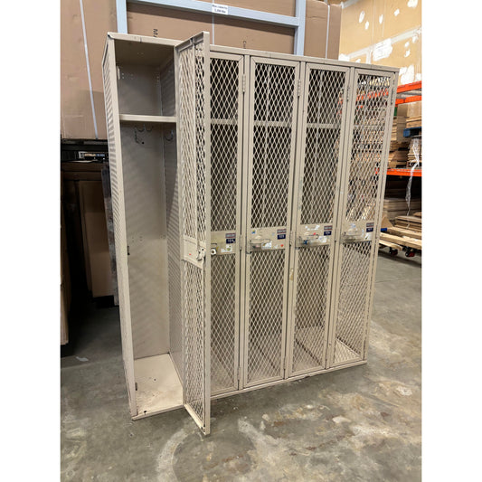 Full Door 5 Column Set of Caged Used Lockers